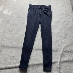 Rag & Bone Jeans Womens 24 Soft Rock Black Denim Ankle Zips Low Rise Meas 24x26